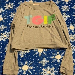 Cropped long sleeve TGIF shirt